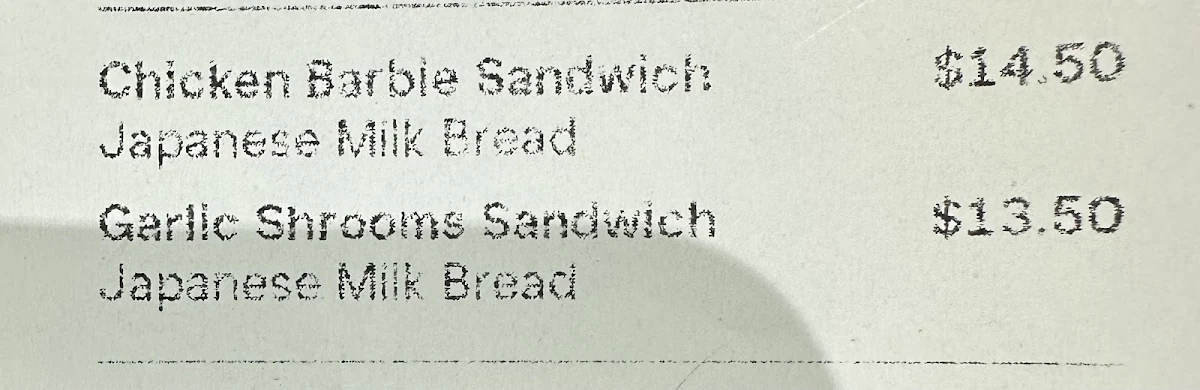 Menu, Toastiesmith Chatswood