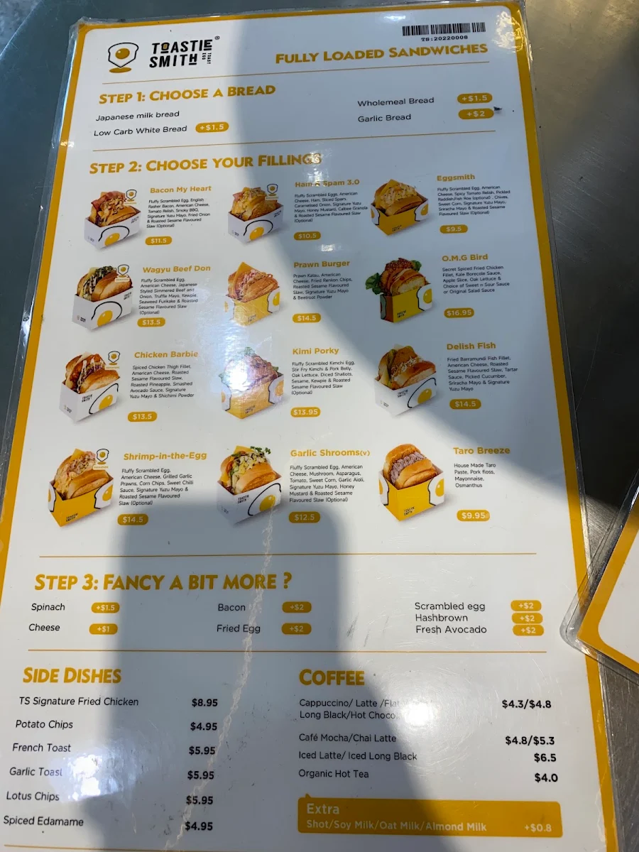 Menu, Toastiesmith Chatswood