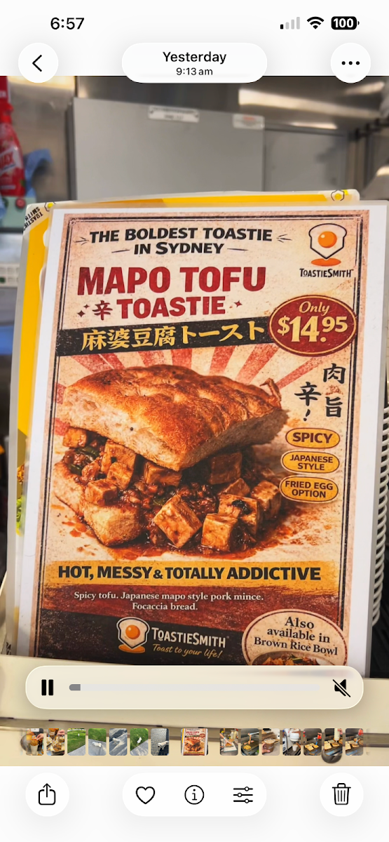 Menu, Toastiesmith Chatswood