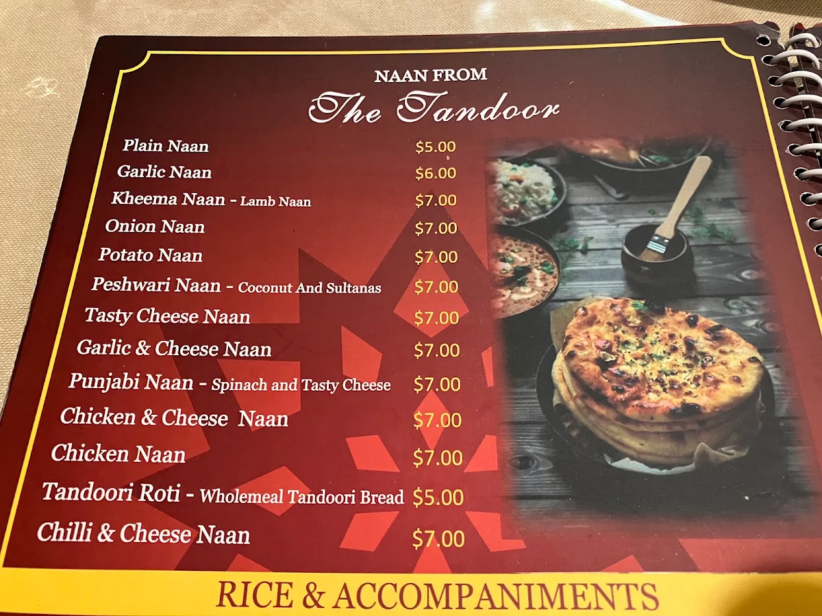 Menu, Tandoori Nights (Indian Restaurant)