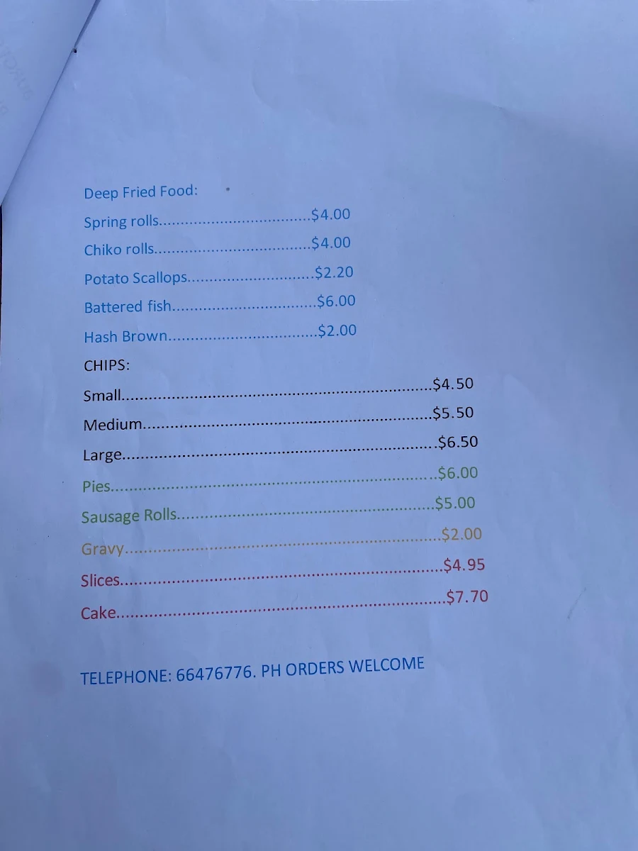 Menu, Chatsworth General Store