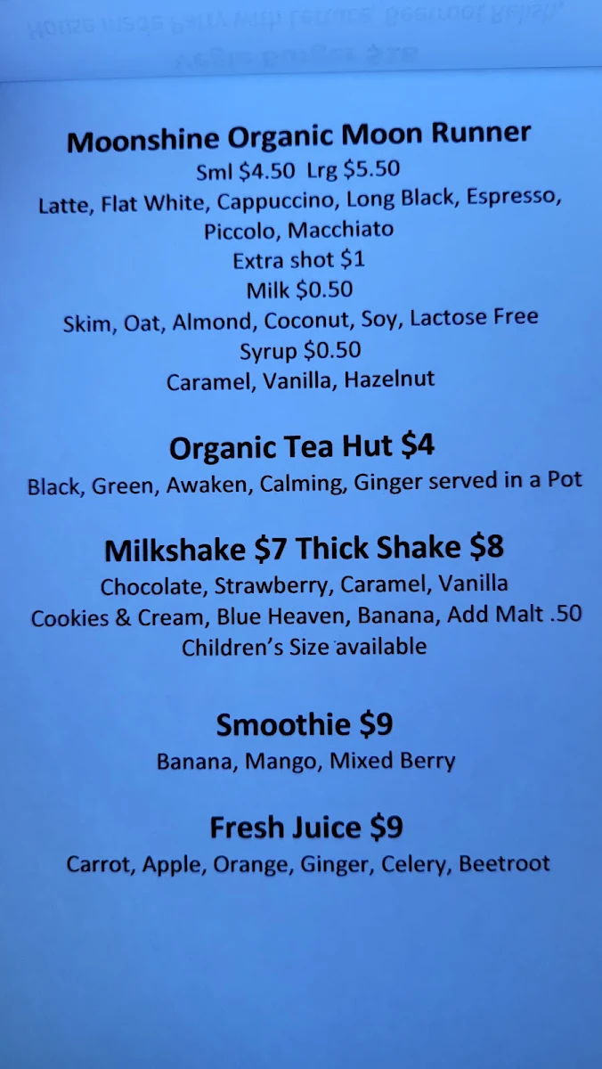Menu, Chatsworth General Store