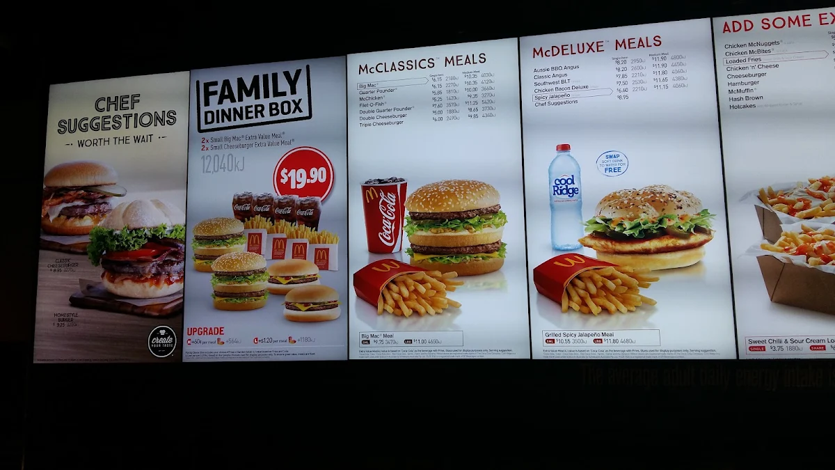 Menu, McDonald's Mirrabooka II