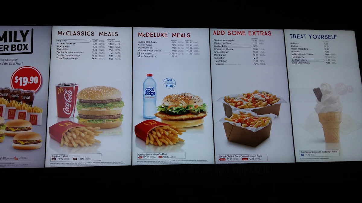 Menu, McDonald's Mirrabooka II