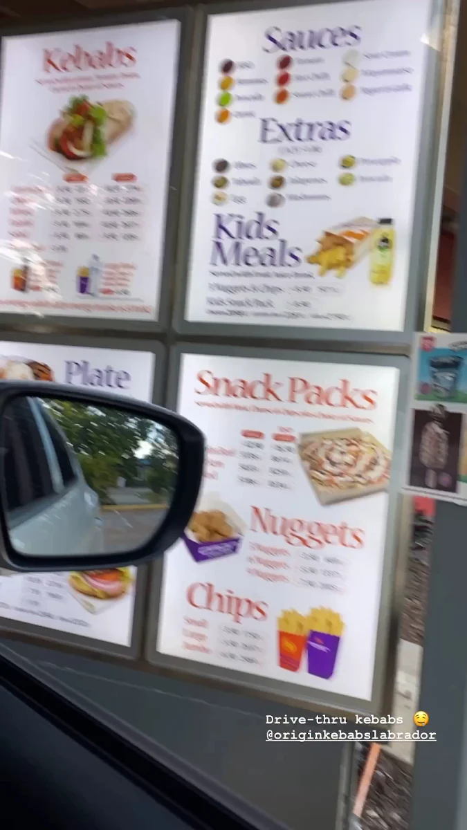 Menu, Origin Kebabs Labrador Drive-Thru