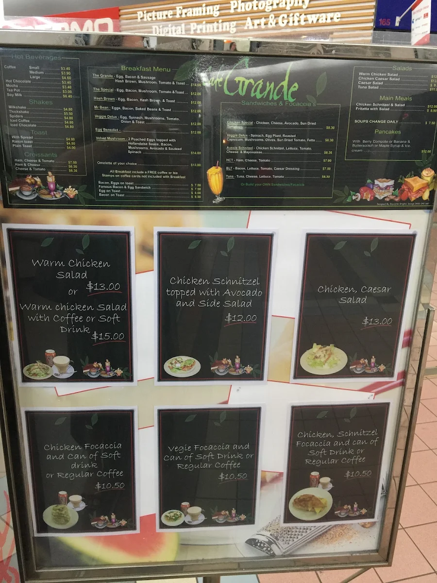 Menu, Café Grande