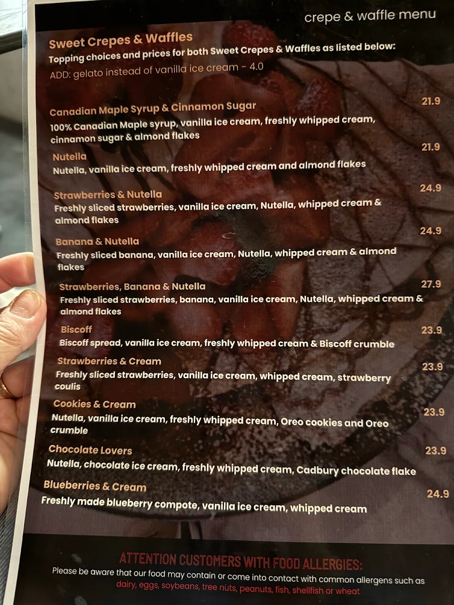 Menu, Dolce Dessert Bar