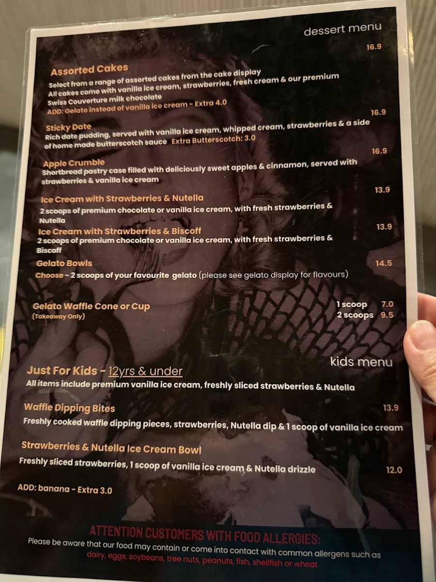 Menu, Dolce Dessert Bar