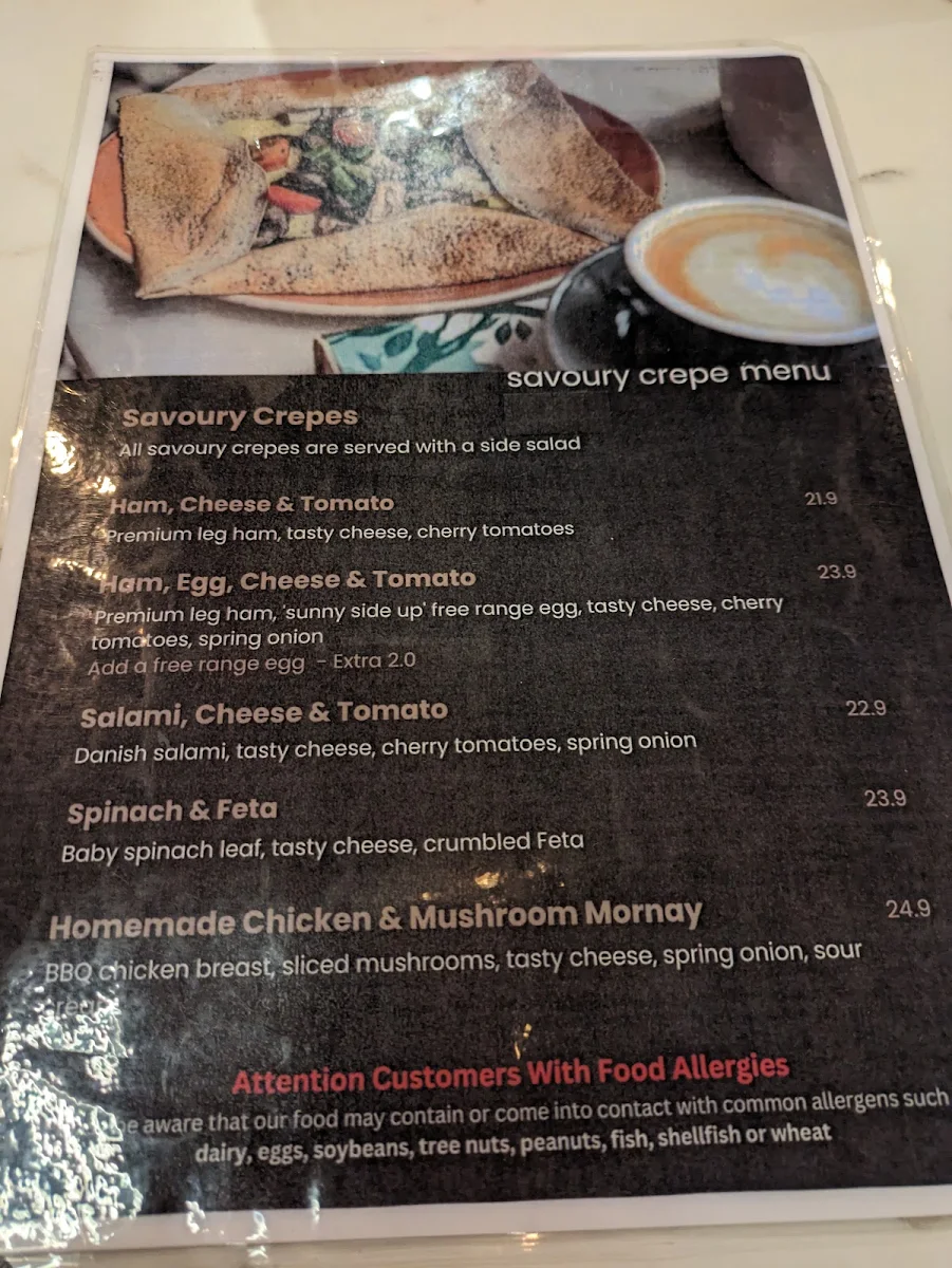 Menu, Dolce Dessert Bar