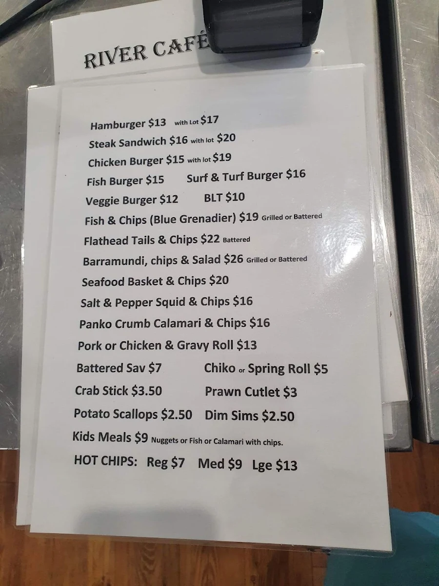Menu, The River Cafe Nelligen