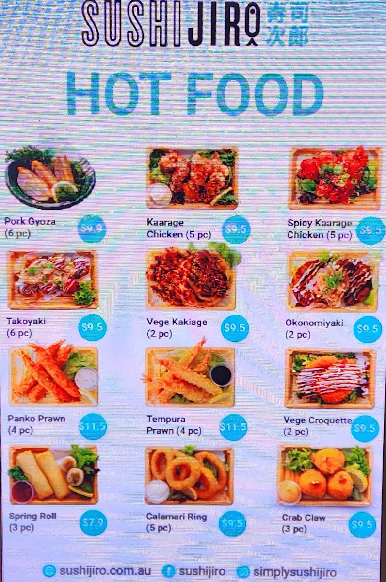 Menu, Sushi Jiro
