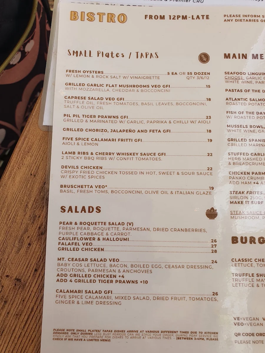Menu, Mt. Terrasse Cafe Restaurant & Wine Bar Mount Eliza