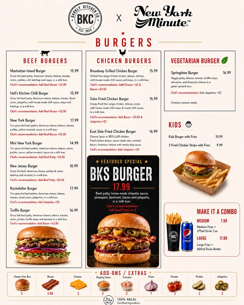 Menu, ZEE BITE & BREW