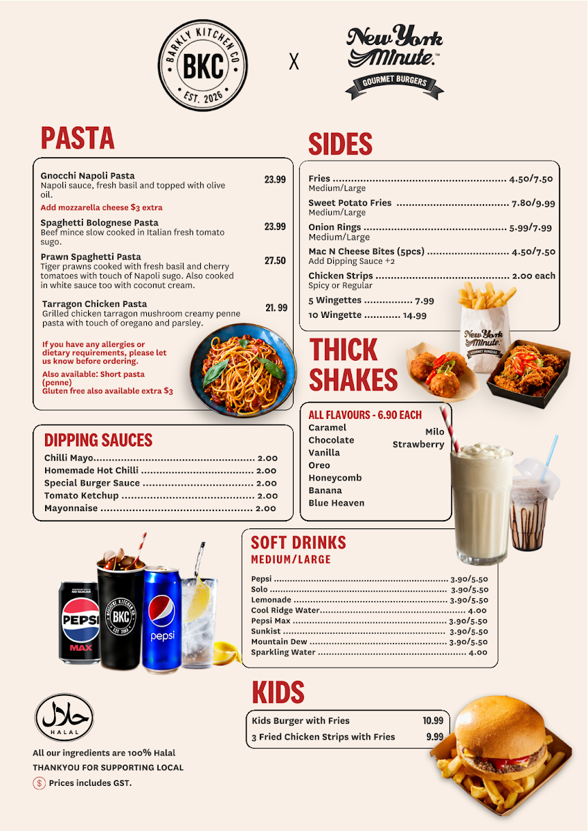Menu, ZEE BITE & BREW