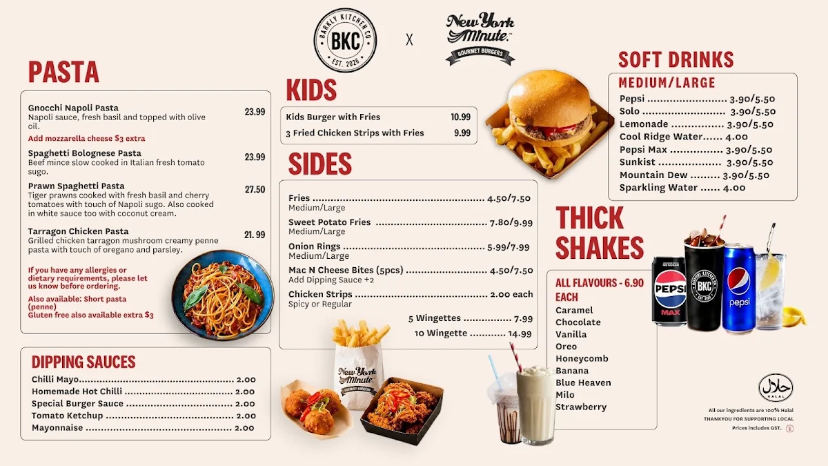 Menu, ZEE BITE & BREW