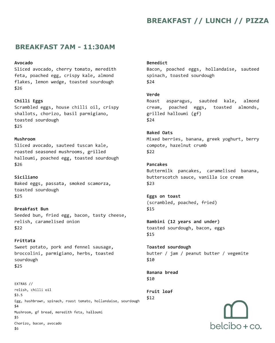 Menu, BelCibo & Co