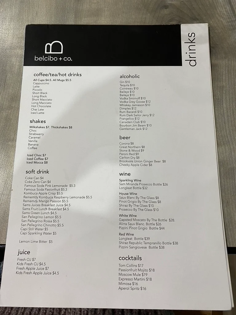 Menu, BelCibo & Co