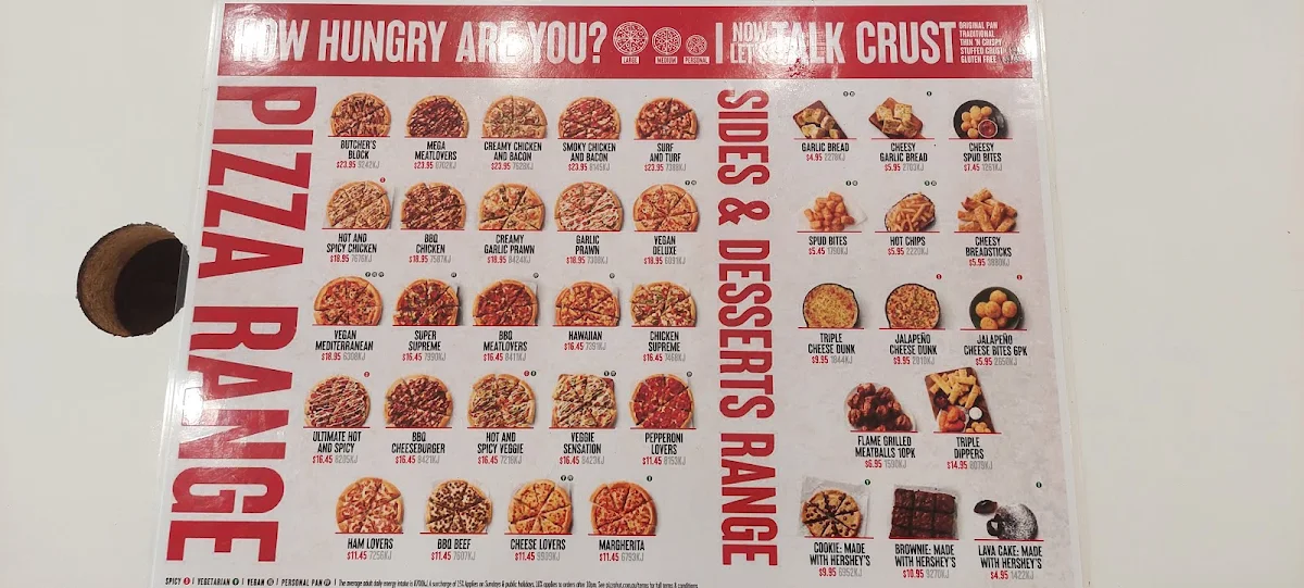 Menu, Pizza Hut Para Vista