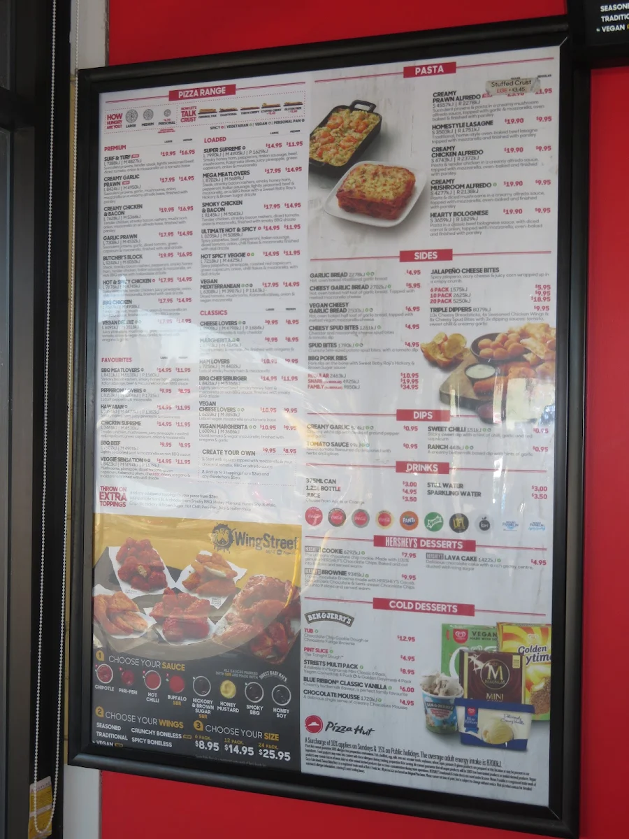 Menu, Pizza Hut Para Vista