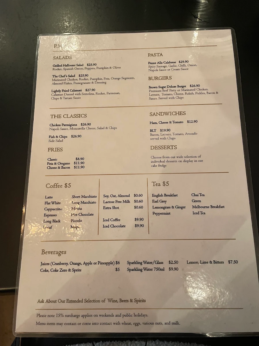 Menu, Brown Sugar Cafe