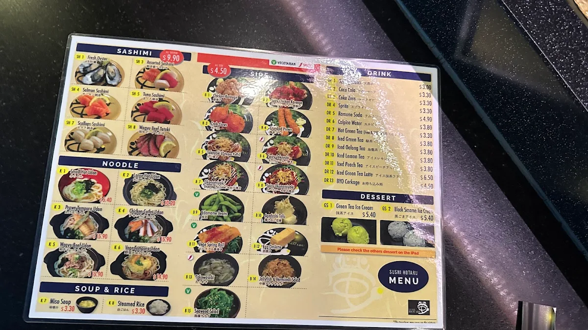 Menu, Sushi Hotaru
