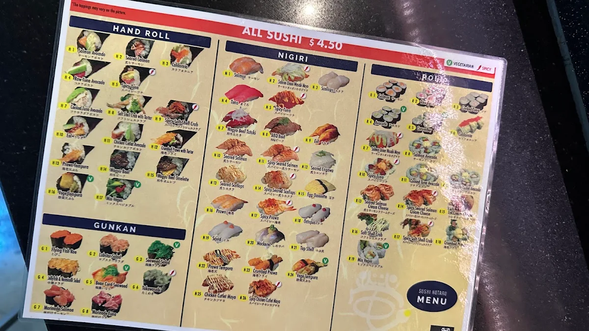 Menu, Sushi Hotaru