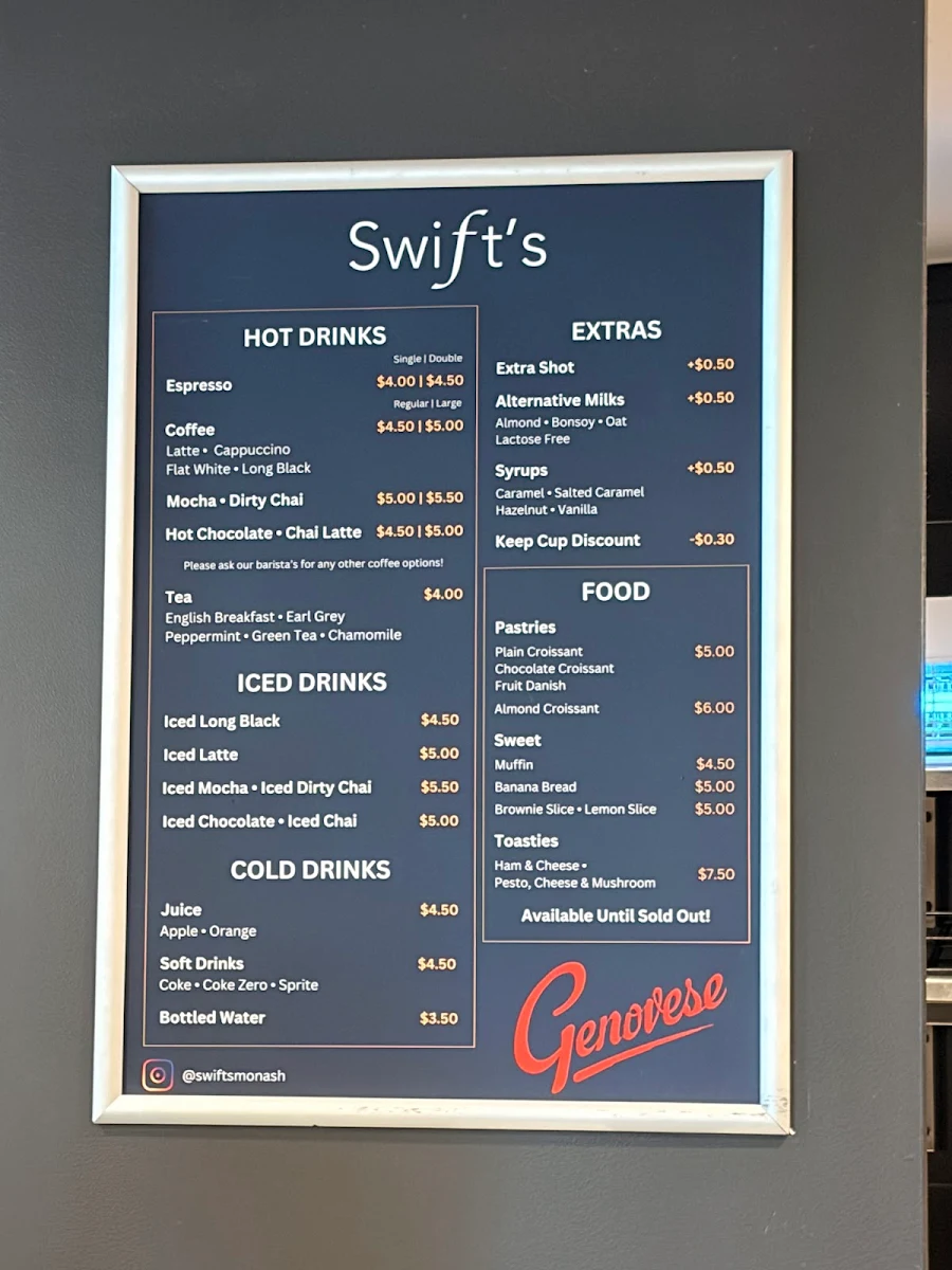 Menu, Swift's