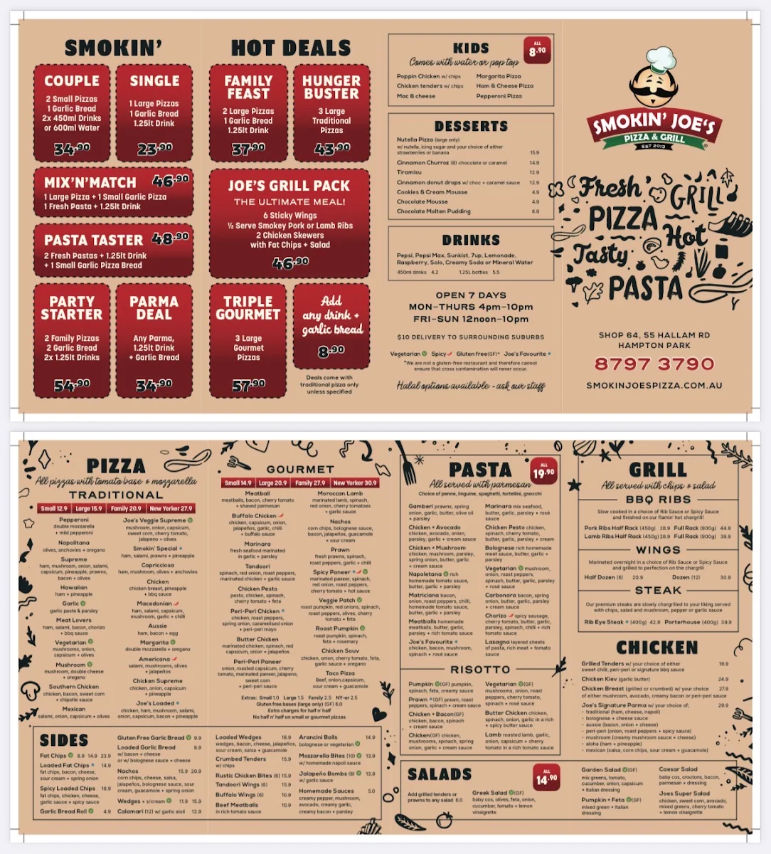 Menu, Smokin Joes Pizza & Grill - Hampton park