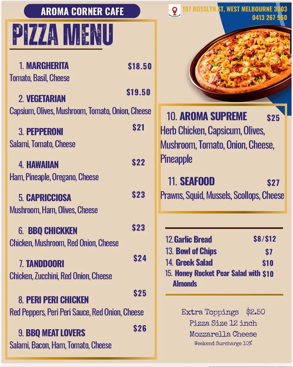 Menu, Aroma Corner Cafe