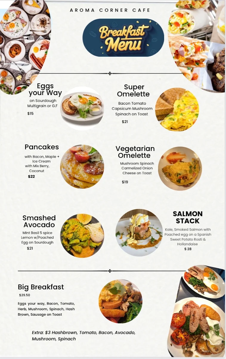 Menu, Aroma Corner Cafe