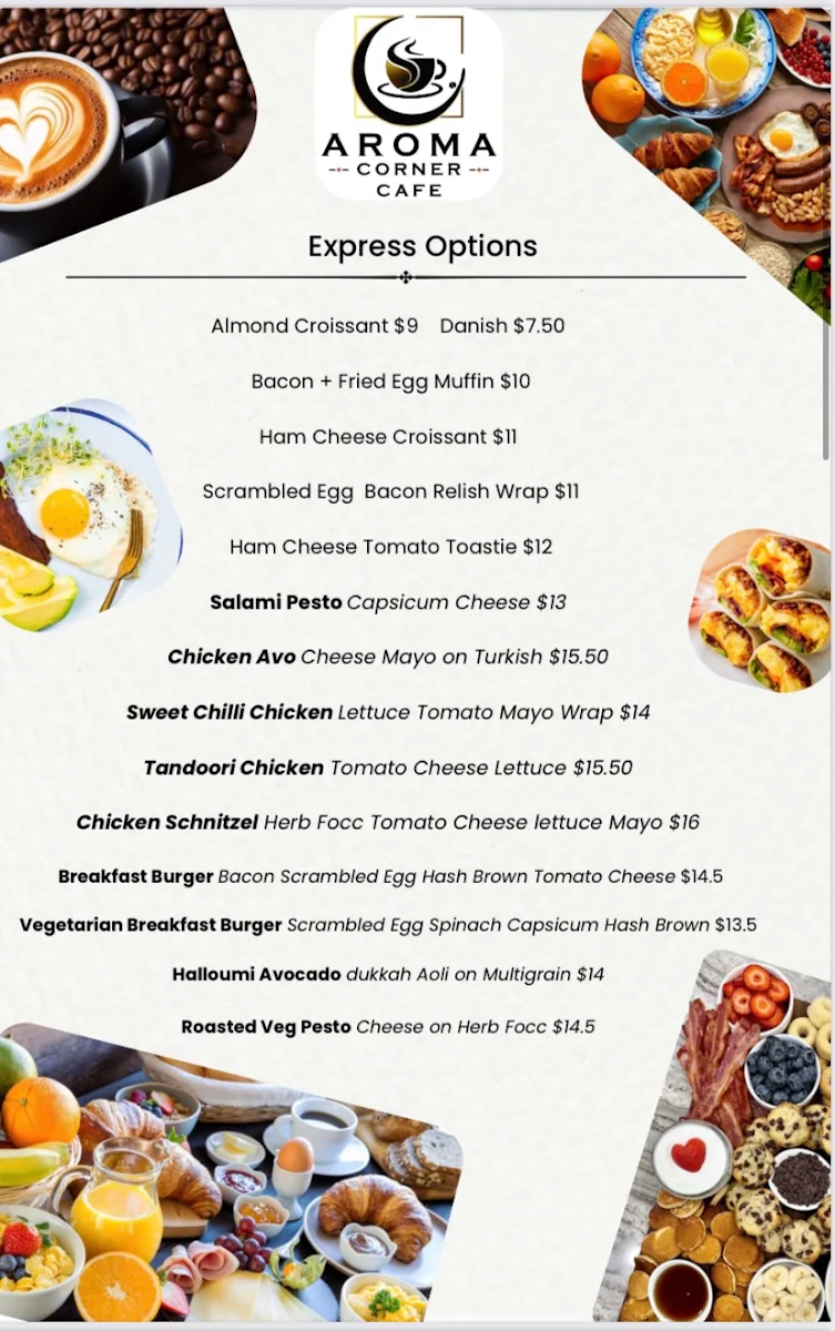 Menu, Aroma Corner Cafe