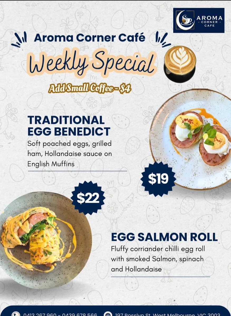 Menu, Aroma Corner Cafe