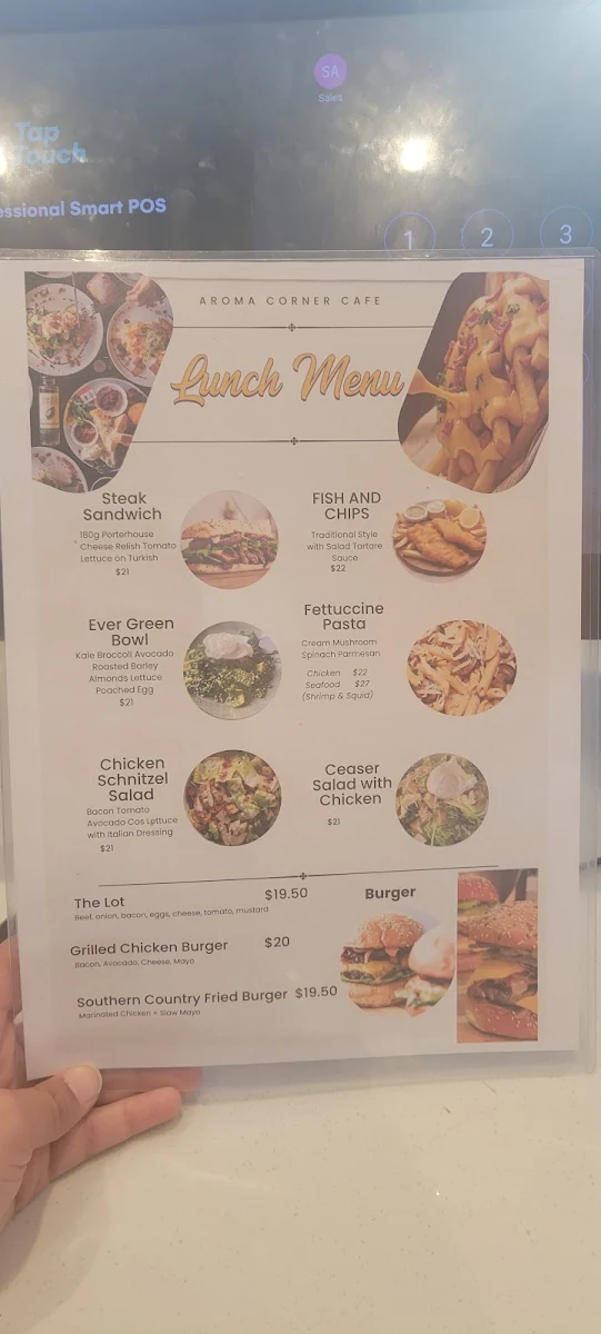 Menu, Aroma Corner Cafe
