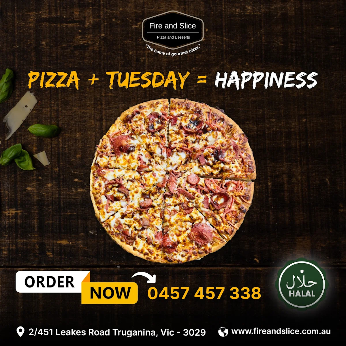 Menu, Fire and Slice - Pizza, Pasta & Desserts - Truganina