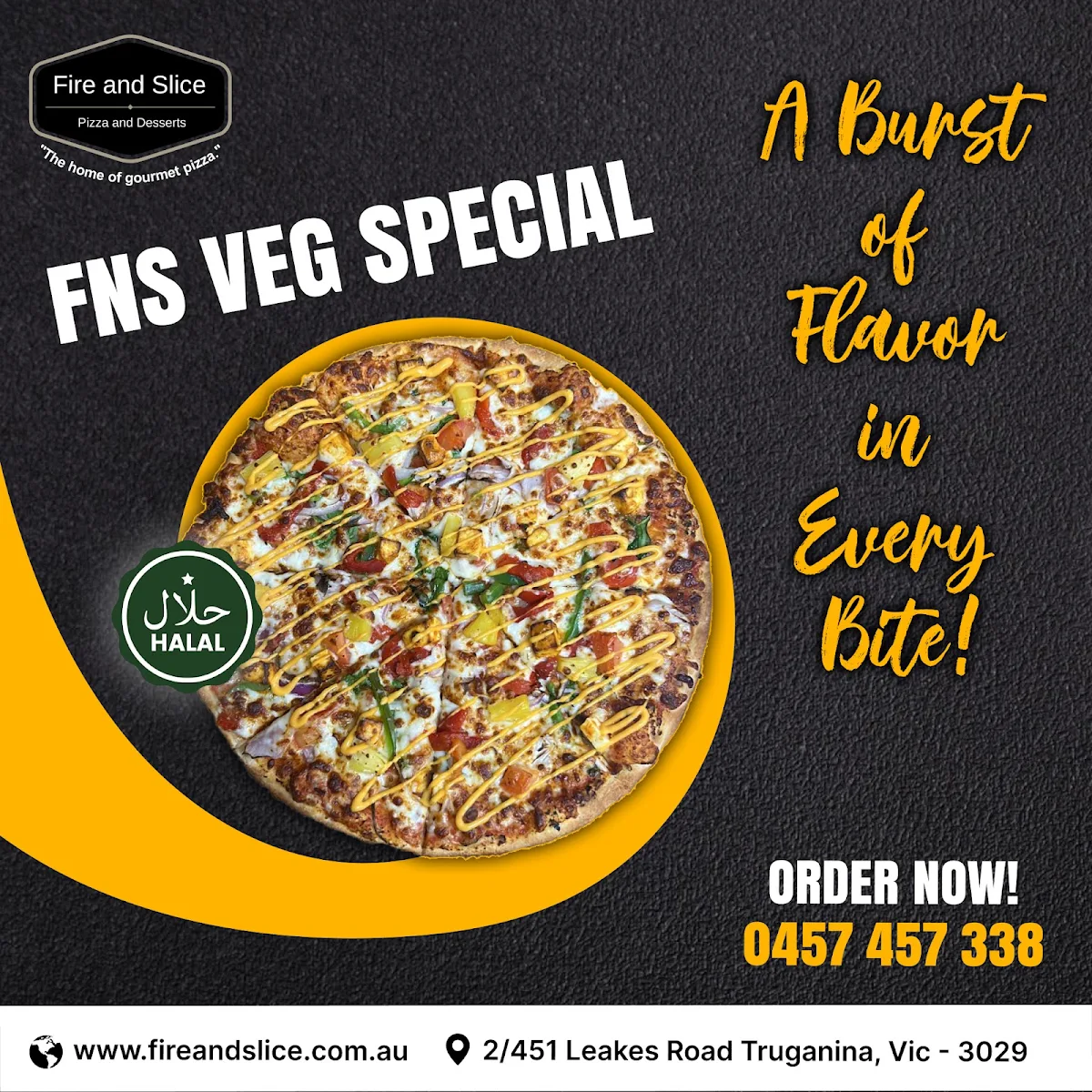 Menu, Fire and Slice - Pizza, Pasta & Desserts - Truganina