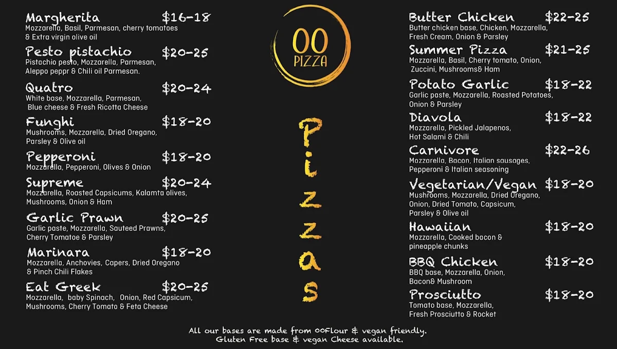 Menu, 00 Pizza Zillmere