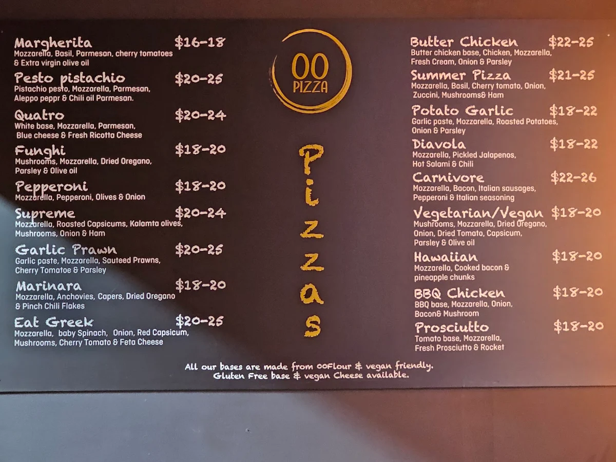 Menu, 00 Pizza Zillmere