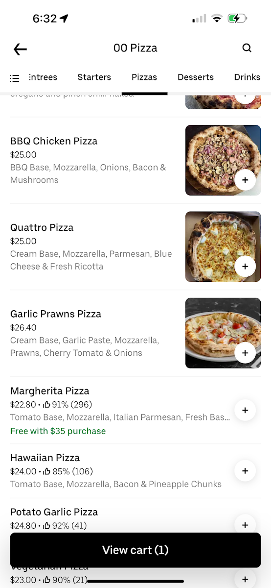 Menu, 00 Pizza Zillmere