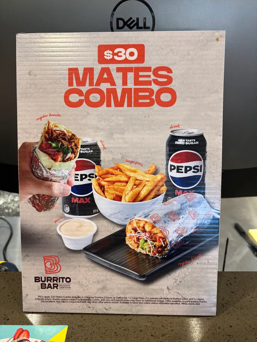 Menu, Burrito Bar Casuarina