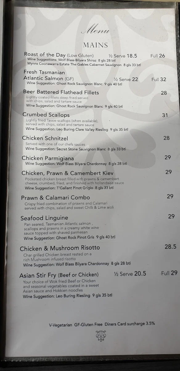 Menu, Lucas Hotel