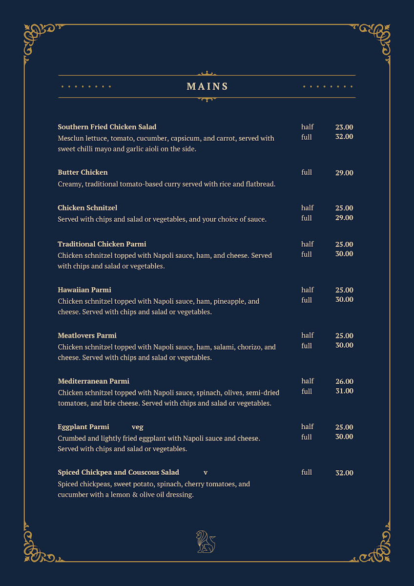 Menu, Lucas Hotel