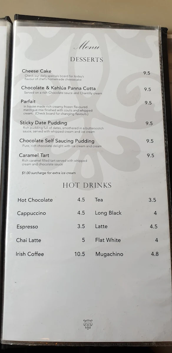 Menu, Lucas Hotel