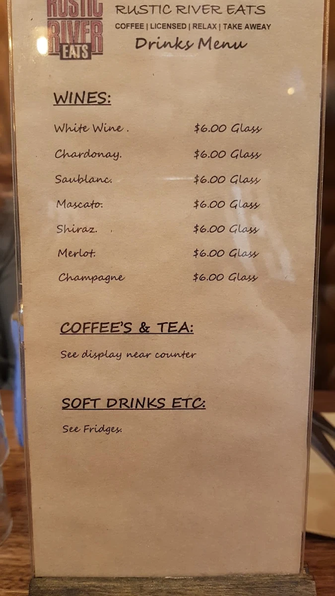 Menu, Rustic River Eats