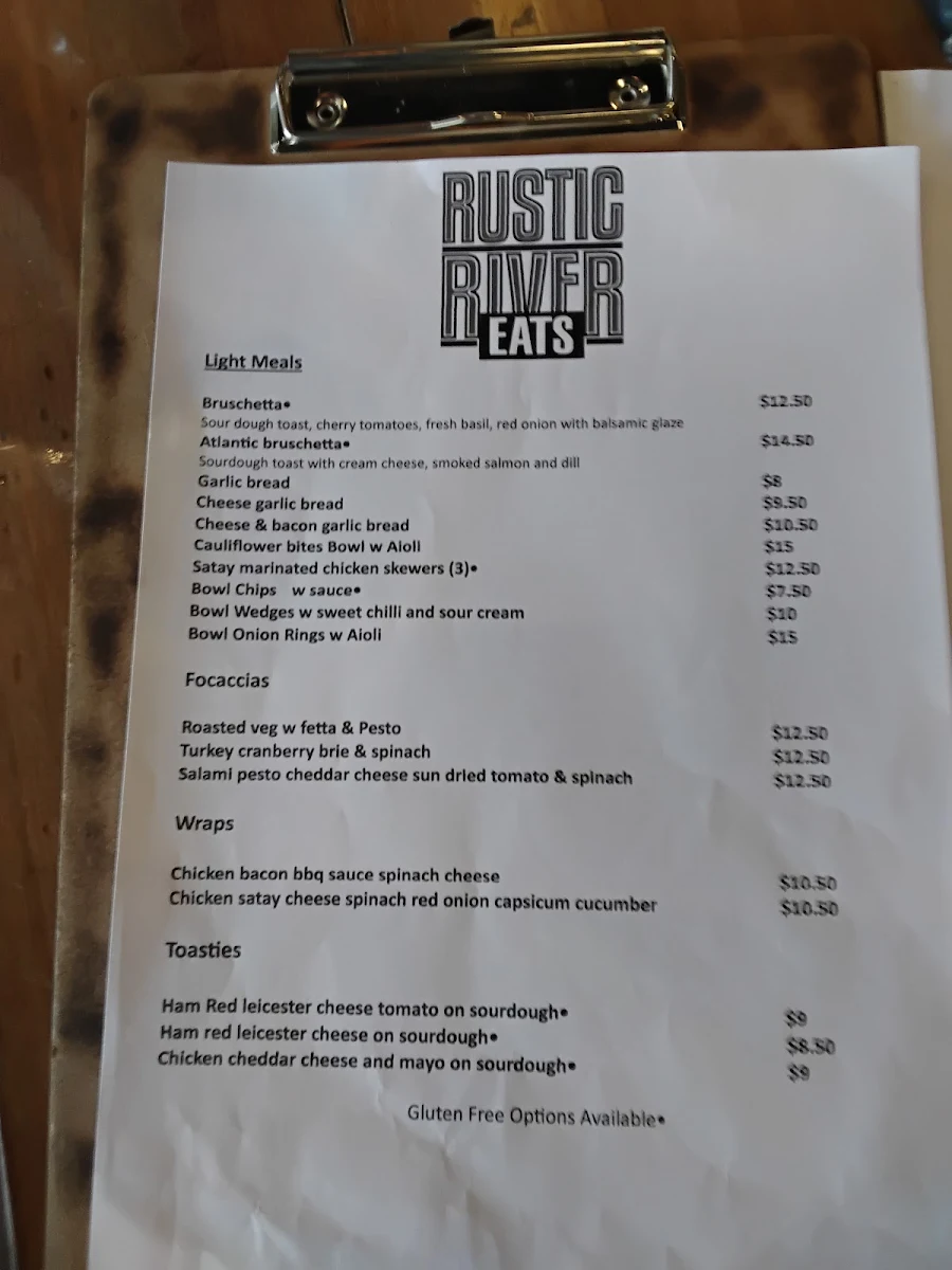 Menu, Rustic River Eats