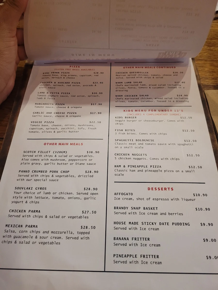 Menu, Rustic River Eats