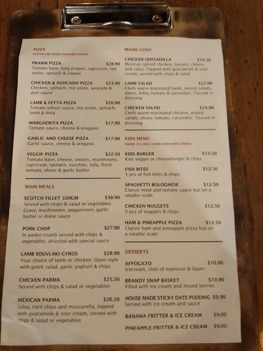 Menu, Rustic River Eats