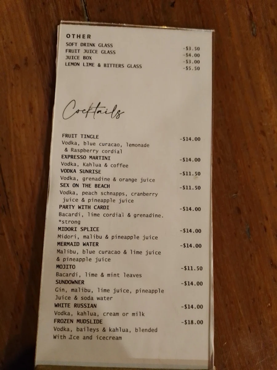 Menu, Rustic River Eats