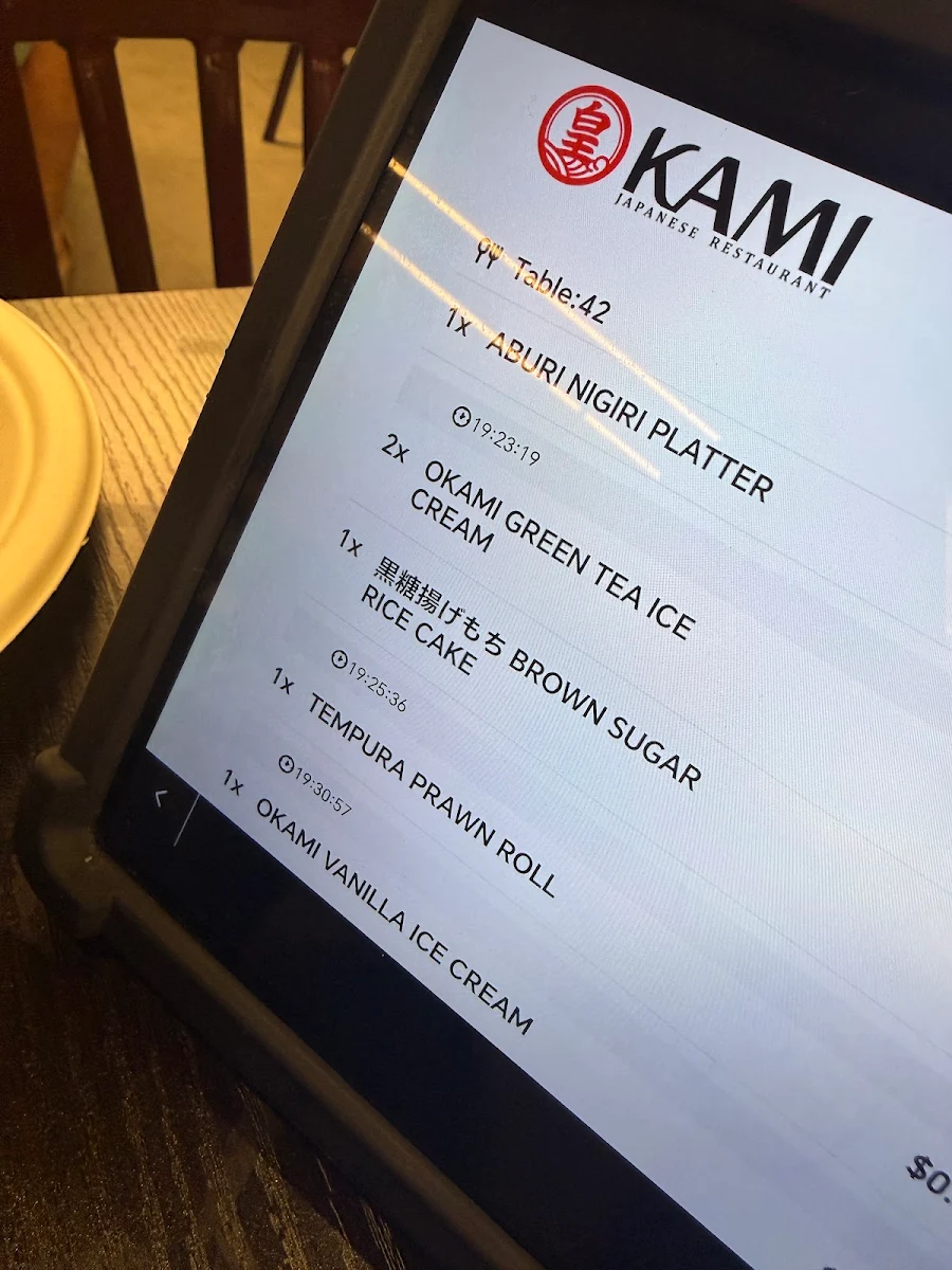 Menu, Okami Japanese Restaurant