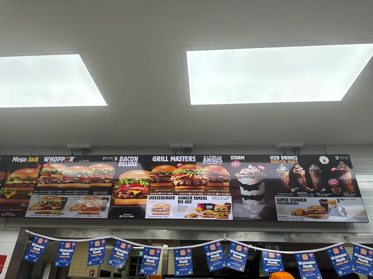 Menu, Hungry Jack's Burgers Morley