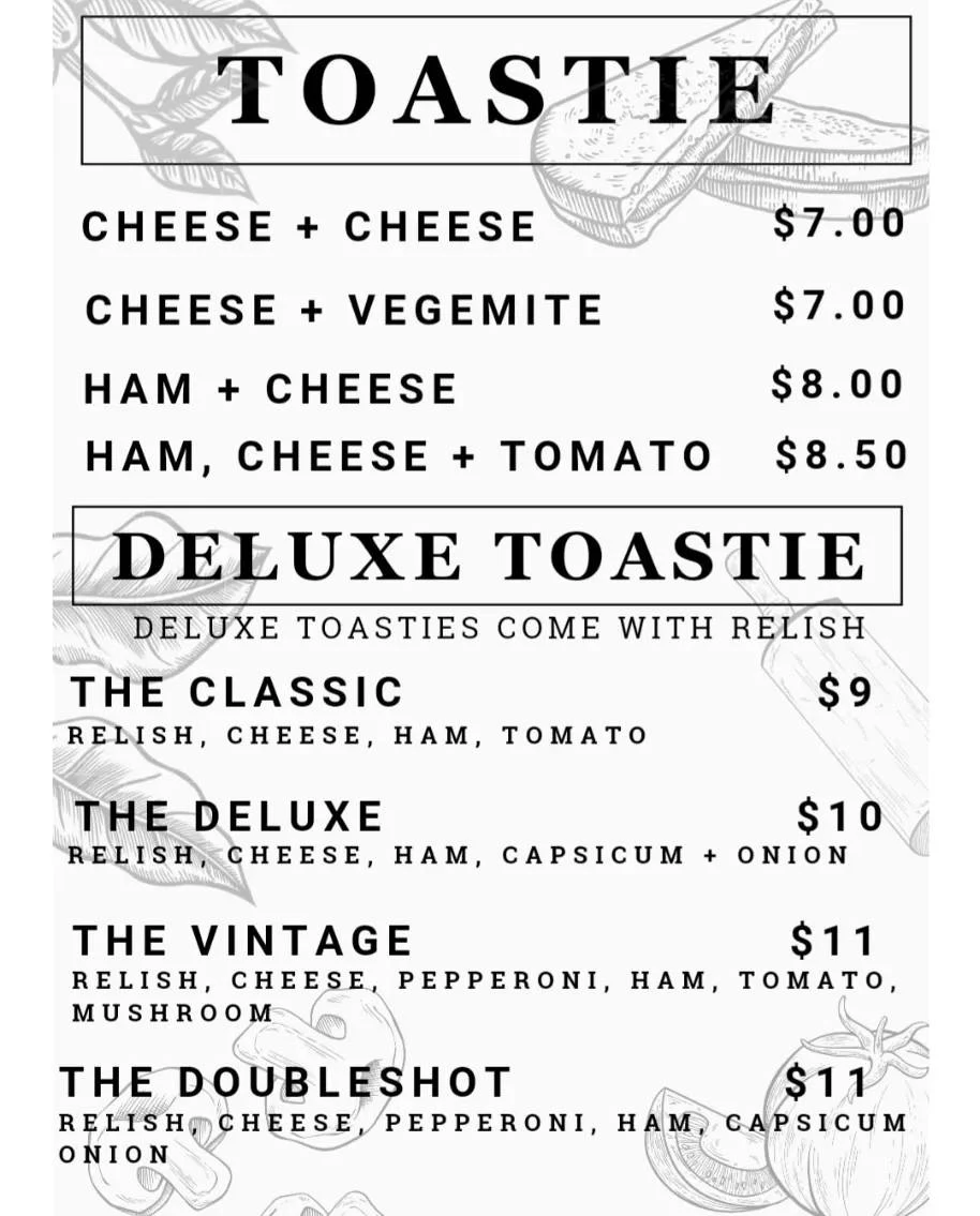 Menu, DOUBLESHOT Coffee & Takeaway